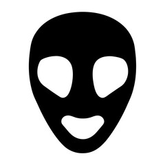 Minimalist Alien Face Icon with Large Eyes and Gentle Smile