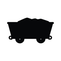 Black Silhouette of a Coal Mining Cart Full of Raw Materials