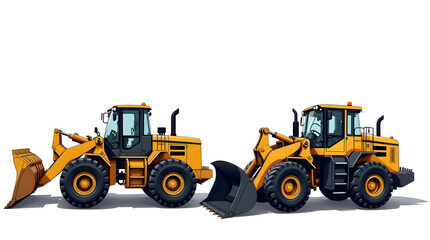 Fototapeta premium A magnificent yellow bulldozer in action at a bustling construction site. The powerful machine dominates the scene with its robust design and meticulously engineered components.