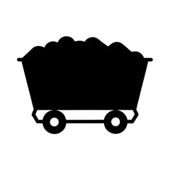 Iconographic illustration of a full coal mining cart in solid black