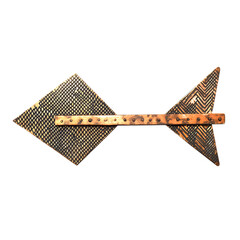 Abstract Arrow with Overlapping Patterns in Copper Isolated on Transparent Background