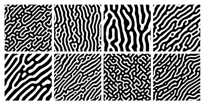 Set of reaction diffusion seamless patterns. Abstract vector organic patterns for design