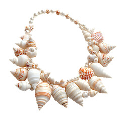 Trendy Bohemian Shell Necklace with a Modern Arrangement Isolated on Transparent Background