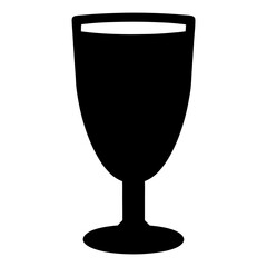Monochrome silhouette of a wine glass or goblet with beverage filling it