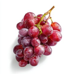 Juicy Red Grapes Fresh Bunch Isolated on White
