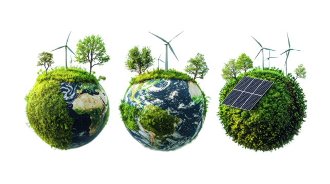 sustainable earth: green energy and ecology concept