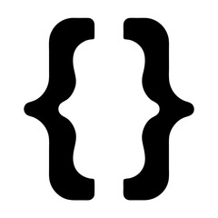Obraz premium Black curly brackets, a programming symbol standing alone on a white background