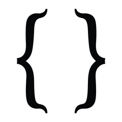 Isolated Black Curly Braces on White Background for Programming and Mathematics