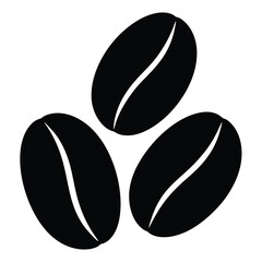 Fototapeta premium Stylized minimalist design of three black coffee beans on white background