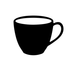 Black Silhouette of a Cup with Handle on a White Background