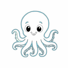 Fototapeta premium Octopus doodle art.Vector Illustration of Hand drawn Cute Octopus Doodle art. A cartoon cute octopus illustration, octopus character design.Octopus Line Icon. Funny Octopus Vector Illustration Cartoon