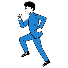 走る男子学生（横向き）