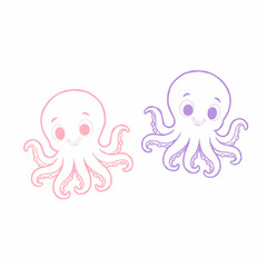 Octopus doodle art.Vector Illustration of Hand drawn Cute Octopus Doodle art. A cartoon cute octopus illustration, octopus character design.Octopus Line Icon. Funny Octopus Vector Illustration Cartoon