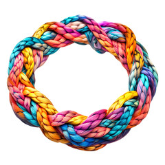 Vibrant Woven Bracelet with Large Interlaced Fibers Isolated on Transparent Background