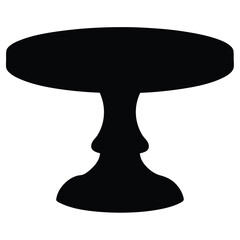 Black silhouette illustration of elegant serving cake stand on white background