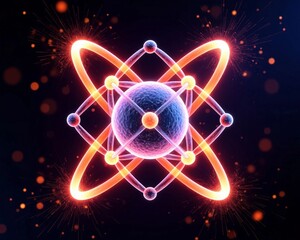 atom on dark background
