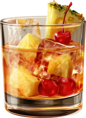 imple Cartoon Mai Tai Drink in Clear Glass