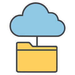 cloud storage digital technology computer flat color vector illustration template design