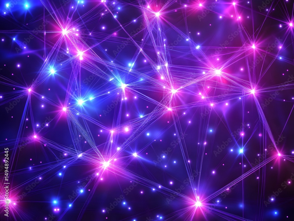Poster a vibrant display of interconnected stars in a dazzling display of color and light, reminiscent of t