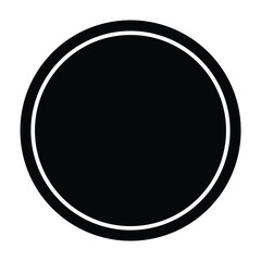 Bold black circle with a thin white outline on a white background