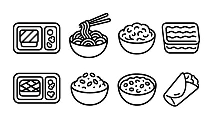 Food and cooking outline icons set – line, culinary, kitchen and meal symbols