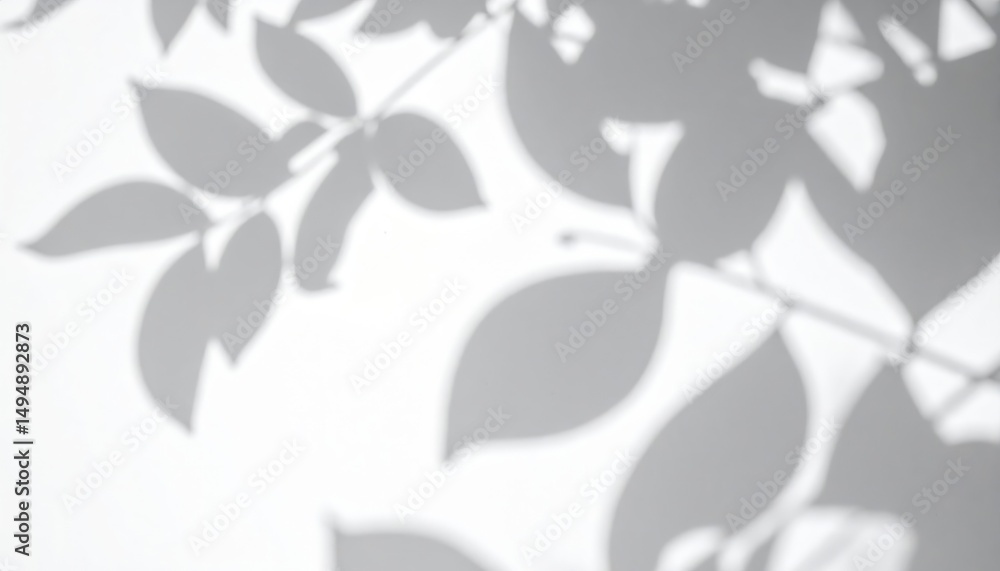 Poster abstract shadow patterns of leaves on a light background.