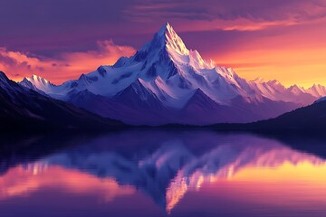 Rugged Mountain Summit Bathed in Golden and Purple Light