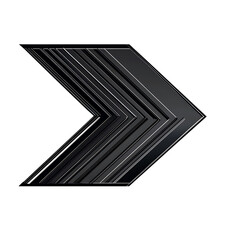 Abstract Arrow with Layered Motifs in Glossy Black Isolated on Transparent Background