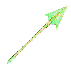 Futuristic Arrow with Digital Accents in Neon Lime Isolated on Transparent Background