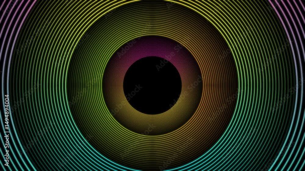 Aufkleber Bright shiny linear circles abstract futuristic tech background. Seamless looping minimal geometric concentric motion design. Video animation Ultra HD 4K 3840x2160