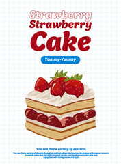 vector illustration of a cake with strawberry poster