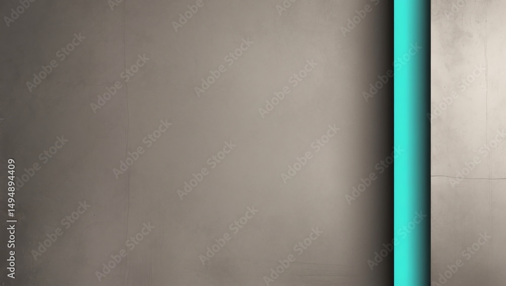 Poster minimalist background with textured gray wall and a cyan stripe design