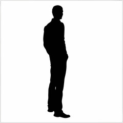 Fototapeta premium Business people silhouettes, standing and walking, a vector illustration of a man and woman's body shape in black shadow art
