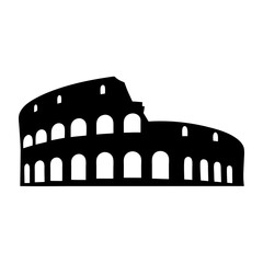 Naklejka premium Silhouette of the Colosseum, an ancient amphitheater in Rome, simple black shape