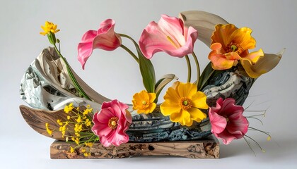 Obraz premium Floral Wave Artistic Ceramic Flower Arrangement.
