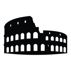 Naklejka premium Dramatic Black Silhouette of the Colosseum Against a Clean White Background Design