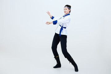 Beautiful dancers performing traditional Chinese folk dance Mongolian dance