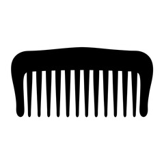 Black comb with many teeth in a simple graphic illustration