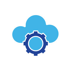 Optimization icon. Cloud Optimization. Cloud with gear. Symbol for Process, automation, productivity. Solid design style