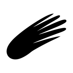 Abstract black shape resembling a hand or plant, minimalist design style