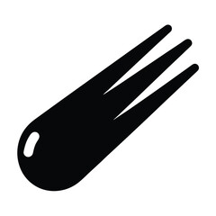 Stylized black and white icon depicting a comet or shooting star graphic