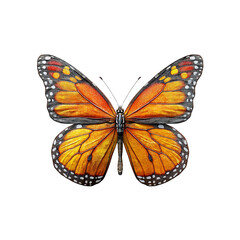 Fototapeta premium Monarch Butterfly Vibrant Wings on transparent background