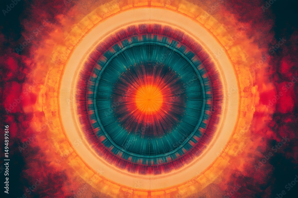 Poster a captivating and vibrant kaleidoscope of concentric circles, emanating warmth and depth. the design