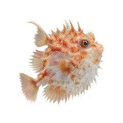 Obraz premium Striking Spiny Pufferfish Vibrant Orange and White Marine Life Portrait