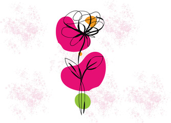 Abstract Floral Design with Pink and Green Shapes