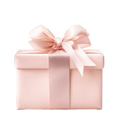 Obraz premium Pink Gift Box with Bow: An elegant pink gift box adorned with a delicately tied satin ribbon and bow, perfect for conveying special occasions and thoughtful gestures.