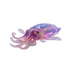 Glasslike Cuttlefish in Vibrant Purple and Pink Hues