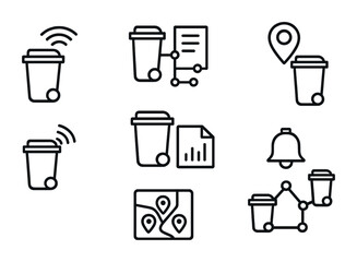 Smart waste management line icons set – recycling, eco, outline symbols