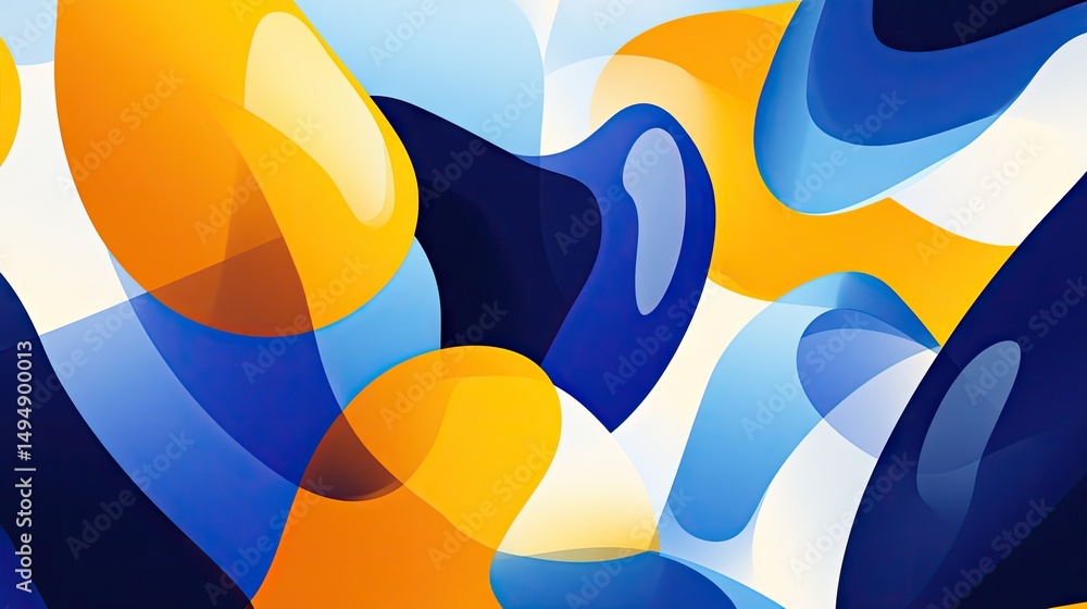 Aufkleber abstract vibrant shapes in overlapping fluid forms.