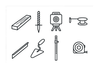 Obraz premium Construction tools line icons set – linear, outline, building and renovation symbols